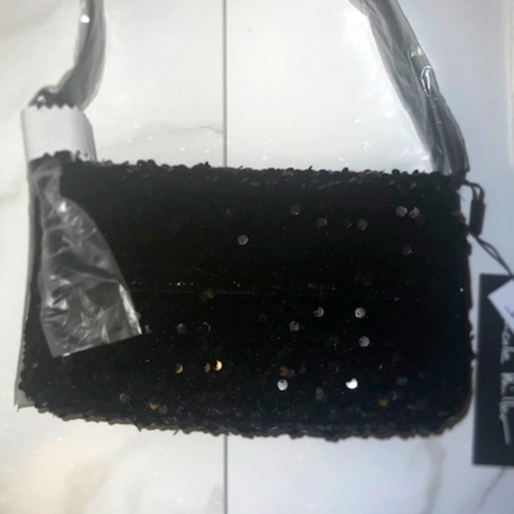 Nicole Miller Black Sequin Shoulder Bag